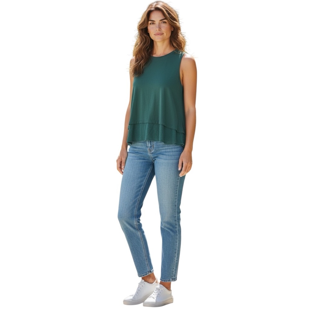Soft Surroundings Teal Green Sleeveless Layered Tunic size Small